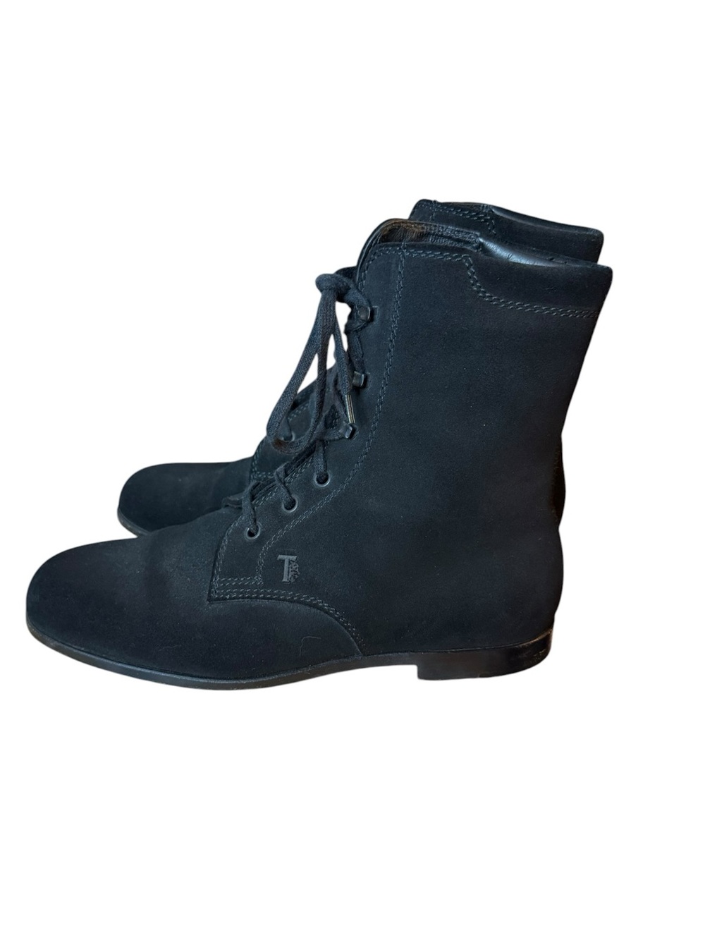 Tod’s Black Suede Lace Up Combat Boots